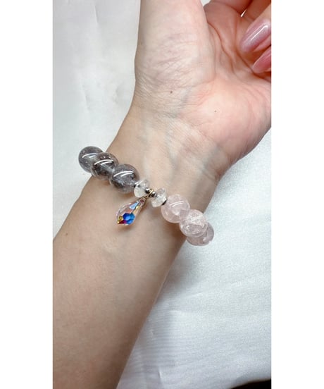 Silver Flash Crystal × Crackle Rosequartz