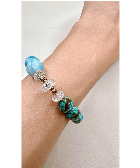 High Quality Larimar × High Quality Kingman Turquoise （one of a kind）