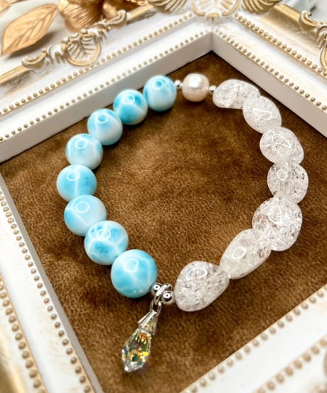 High Quality  Larimar × Crackle Quartz