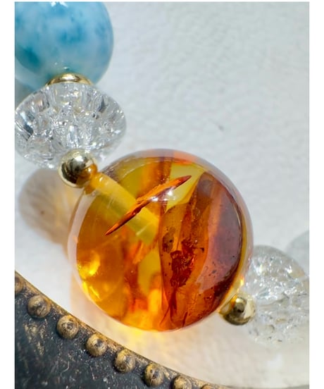 High Quality Larimar × Amber × High Quality Himalaya Crystal （限定１本）