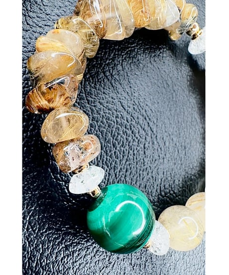 Malachite ✖ Golden Rutile Quartz ✖ Golden Rutile Quartz