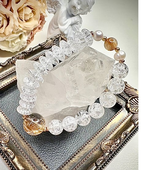 High Quality Golden Rutile Quartz × Crackle Quartz