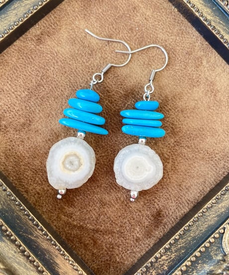 turquoise× solarquarts ピアス