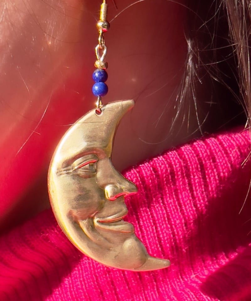 月モチーフ × ラピスラズリ ピアス | UNITY