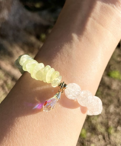 Green Prehnite× Crackle Quartz