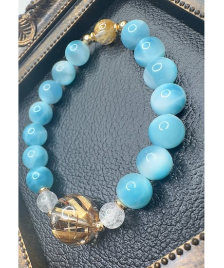 High Quality Ice Larimar × High Quality Golden Rutile Quartz
