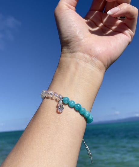 amazonite×crystal ブレスレット