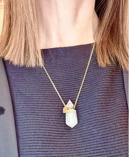 Aura Quartz Crystal Bottle Pendant Necklace