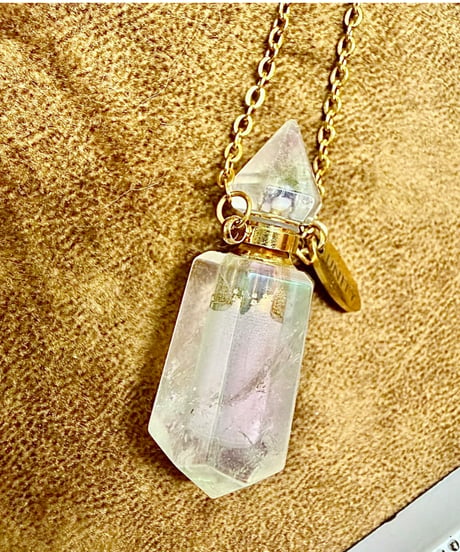 Aura Quartz Crystal Bottle Pendant Necklace