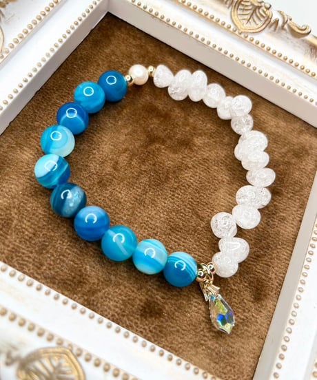 Blue Stripe Agate × Crackle Quartz