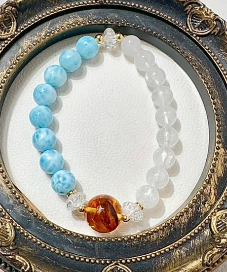 High Quality Larimar × Amber × High Quality Himalaya Crystal （限定１本）
