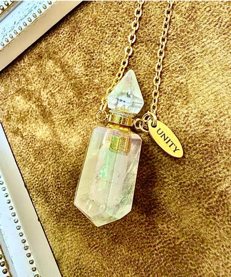 Aura Quartz Crystal Bottle Pendant Necklace