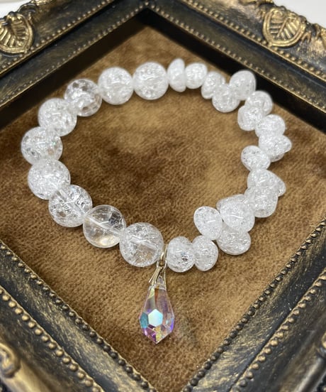 Crackle Quartz × Crackle Quartz（スワロフスキークリスタルチャーム付）