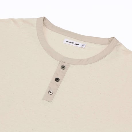 KAMIHINO-Henry Neck Long Sleeve Tee/Off White