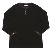 KAMIHINO-Henry Neck Long Sleeve Tee / Black