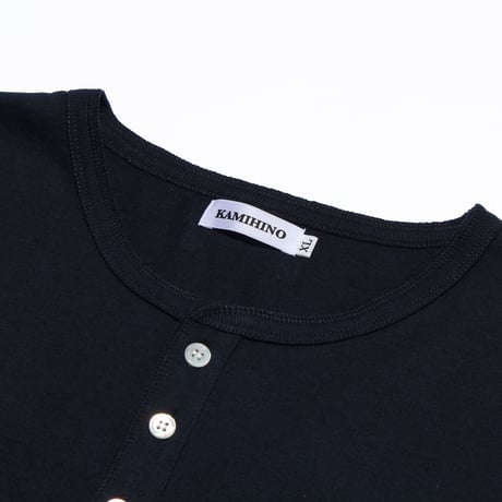 KAMIHINO-Henry Neck T Shirt (Navy)