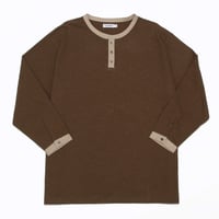 KAMIHINO-Henry Neck Long Sleeve Tee/Brown