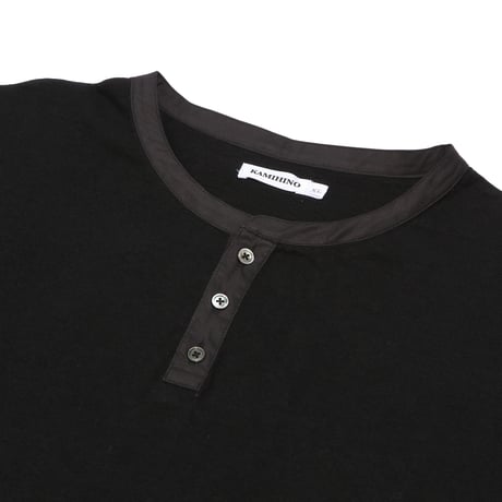 KAMIHINO-Henry Neck Long Sleeve Tee / Black