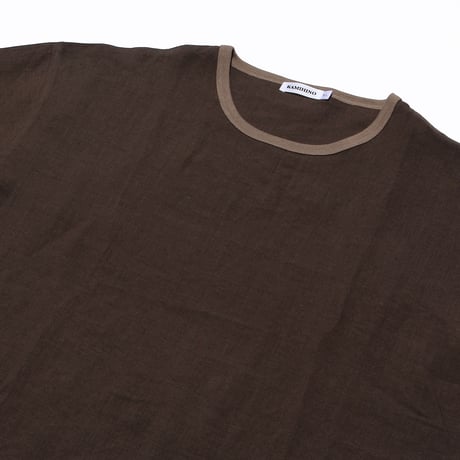 KAMIHINO-Linen Tee Shirt-Brown