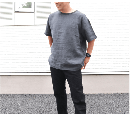 KAMIHINO-Linen Tee Shirt-Black