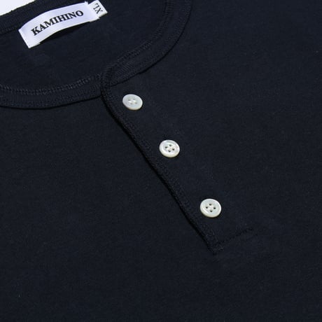 KAMIHINO-Henry Neck T Shirt (Navy)