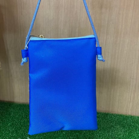 インド刺繍のナイロンポシェット　青&エメラルド（商品番号J60-201）