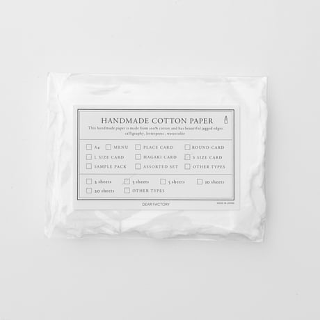 ハンドメイドコットンペーパー〉S size CARD - White - | DEA