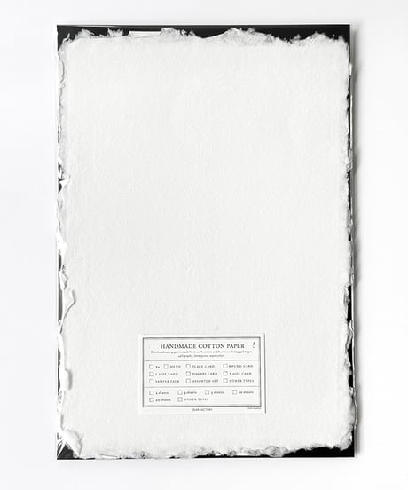 〈ハンドメイドコットンペーパー〉A4  Fringed -White-