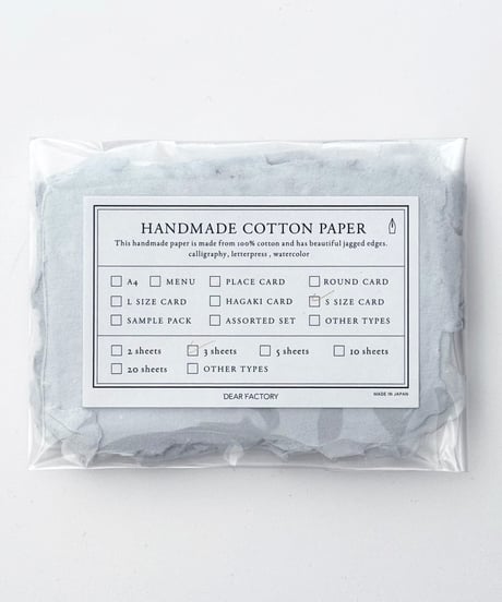 〈ハンドメイドコットンペーパー〉S size CARD  Fringed     - Smoke Blue -