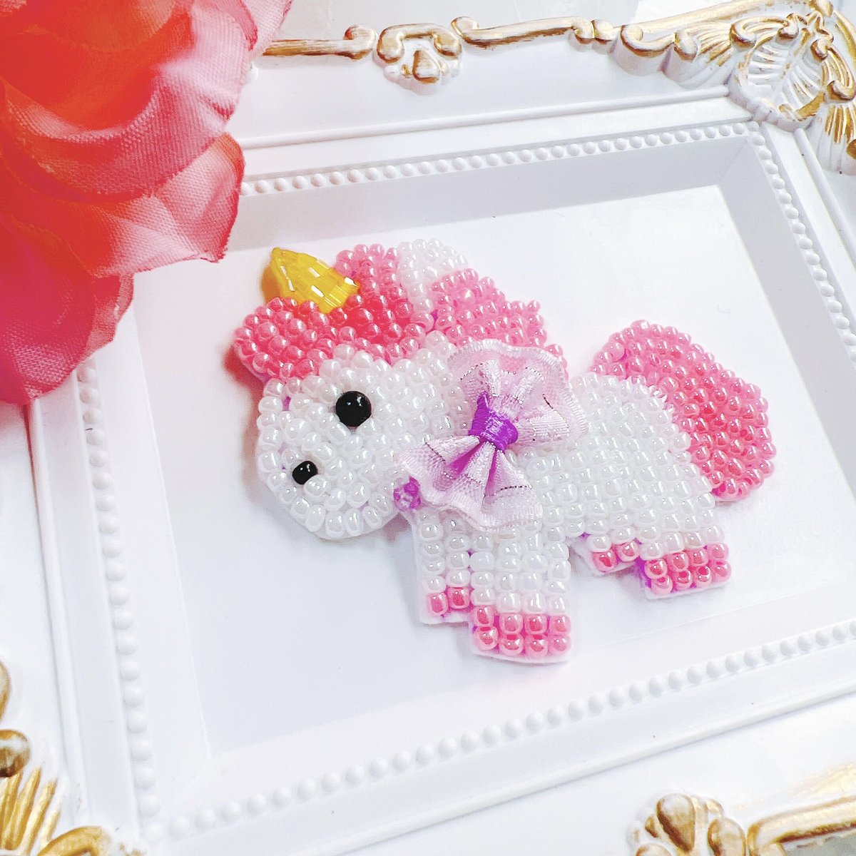 ユニコーン🦄 ビーズ刺繍 ブローチ (オーダー) | Rabbit☽⋰handmade🌳✲*゚