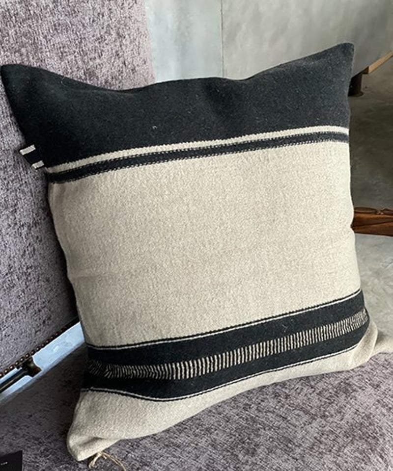 ベルジャンリネンクッションカバー マーシャル マルチストライプ