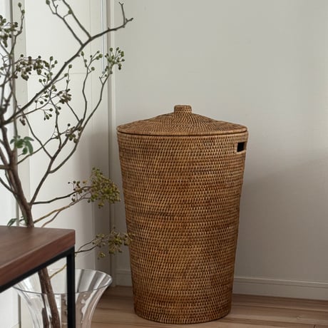 ホテル仕様のラタン　スパ　ランドリーバスケット