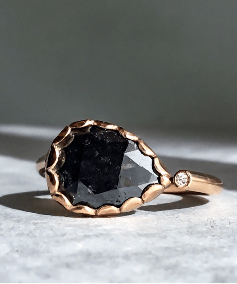 ブラックダイヤモンドリング ブラックダイヤモンドwith CVD ダイヤモンド リーフリング | els