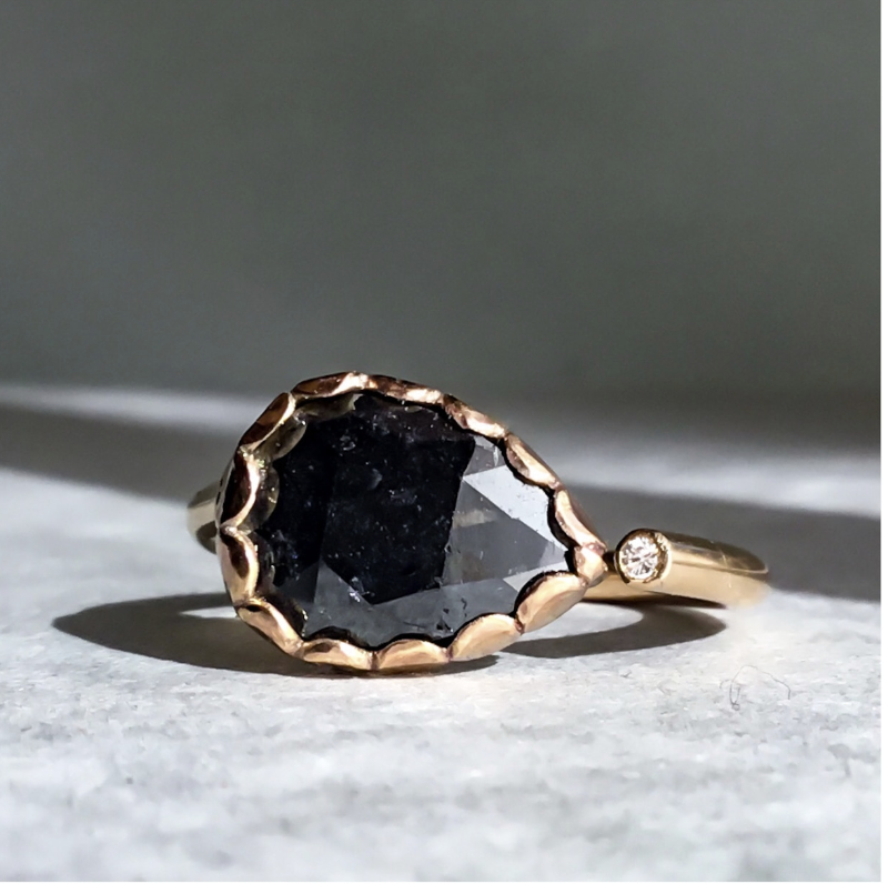 ✨稼働品✨SWAROVSKI COSMIC ROCK ブラック ゴールド ダイヤ ブラックダイヤモンドwith CVD ダイヤモンド リーフリング | els