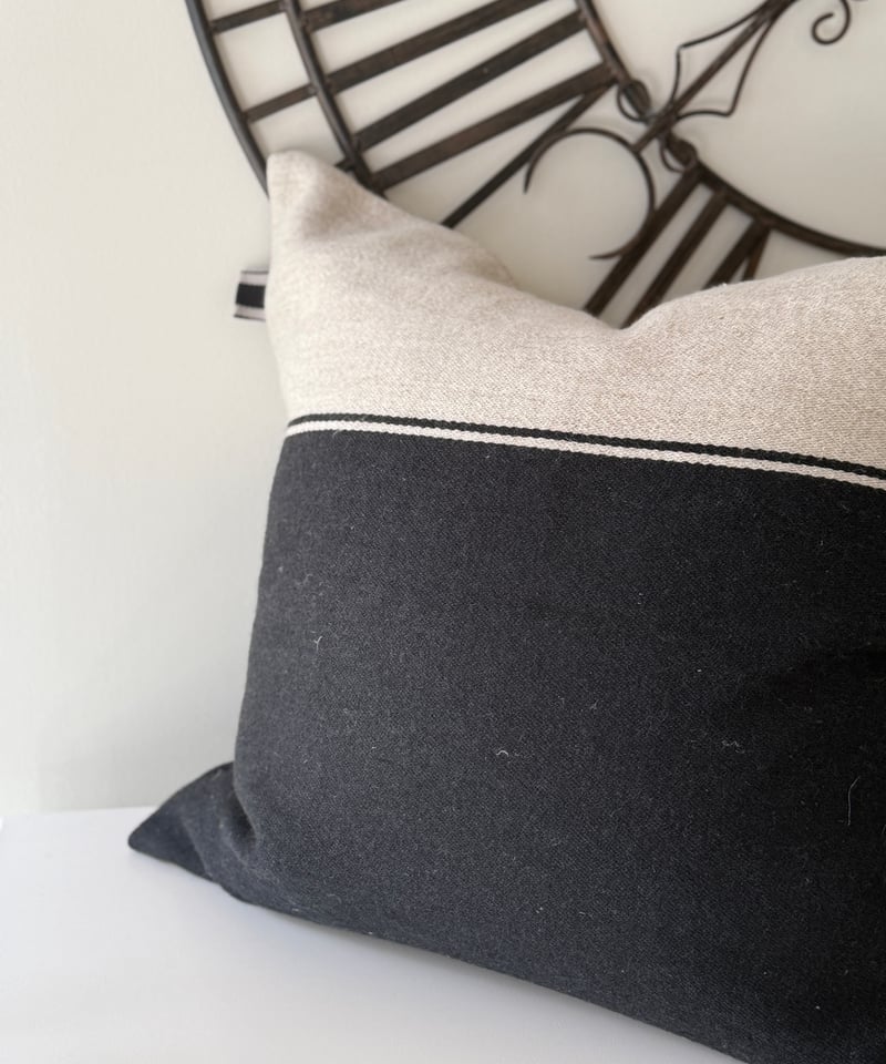 ベルジャンリネンクッションカバー マーシャル ブラックフラックス