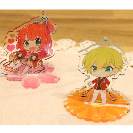 【カタチいろいろ4個セット】花形透明アクリル台座　マーガレット/サクラ/ツバキ/コスモス
