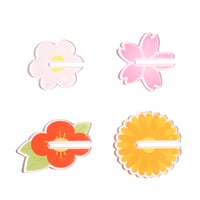 【カタチいろいろ4個セット】花形透明アクリル台座　マーガレット/サクラ/ツバキ/コスモス
