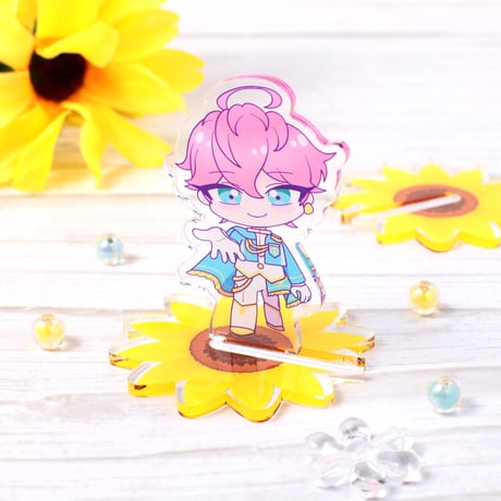 フラワーアクリル台座 3個セット(ひまわり・あさがお・ハイビスカス)