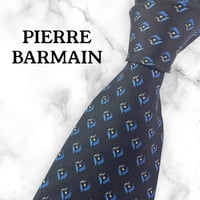 【234】PIERRE BARMAIN ネクタイネクタイ ハイブランド 規則柄 ネイビー ビジネス