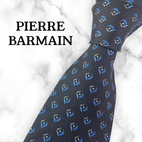 【234】PIERRE BARMAIN ネクタイネクタイ ハイブランド 規則柄 ネイビー ビジネス