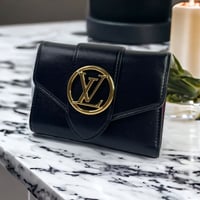 【美品】LOUIS VUITTON ルイヴィトン 3つ折り財布 ポルトフォイユ ポンヌフ コンパクト スムースカーフレザー