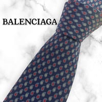 【201】BALENCIAGA バレンシアガ ネクタイ ハイブランド 規則柄 青 ビジネス