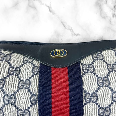 【良品】GUCCI ショルダーバッグ シェリーライン GG柄 ハーフムーン