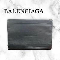 【良品】バレンシアガ クラッチバッグ 黒 レザー