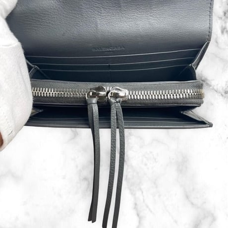 【美品】BALENCIAGA バレンシアガ 長財布 ペーパーマニー グレー