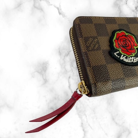 【美品】LOUIS VUITTON ダミエ ポルトフォイユ クレマンス ストーリーズ ステッカー長財布
