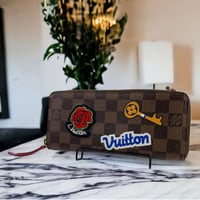 【美品】LOUIS VUITTON ダミエ ポルトフォイユ クレマンス ストーリーズ ステッカー長財布