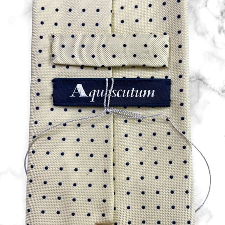 【211】アクアスキュータム ネクタイ ハイブランド ドット柄 イエロー