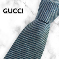 【196】GUCCI グッチ ネクタイ ハイブランド 規則柄 水色 ビジネス