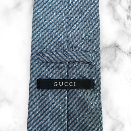 【196】GUCCI グッチ ネクタイ ハイブランド 規則柄 水色 ビジネス